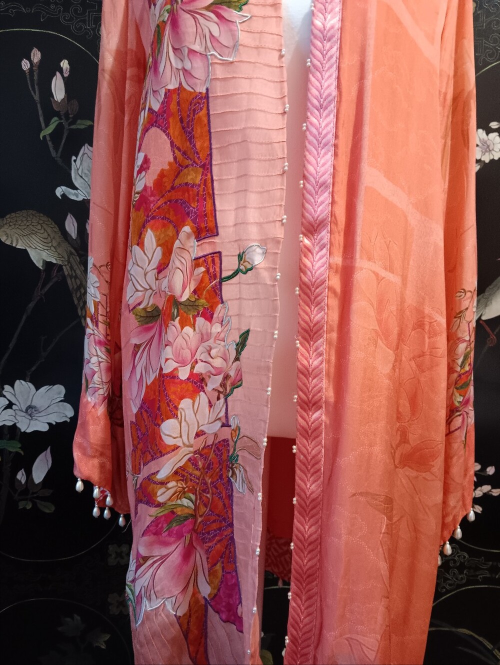 Sapphire Coral Floral Printed Kimono - Picture 6 of 10